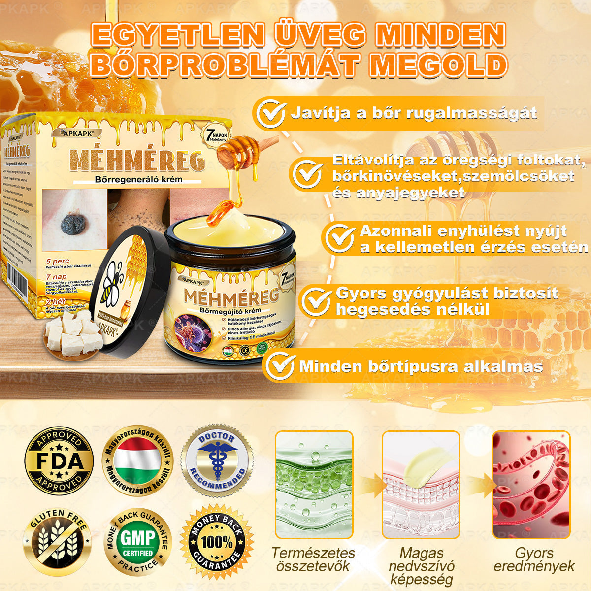 👩‍⚕️👩‍⚕️ 𝐀𝐏𝐊𝐀𝐏𝐊® Természetes Méhméreges Arckrém – gondosan összeállított formula a bőr táplálására, hidratálására és regeneráló ápolására